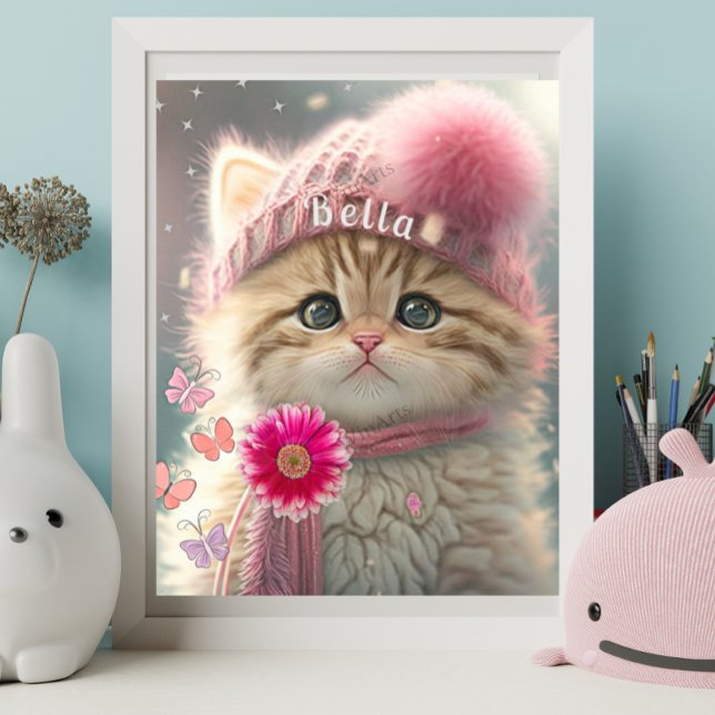 Póster Carne rosa de gato suave Gorra floral personalizad (Subido por el creador)