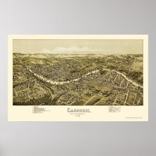 Póster Carnegie, Mapa Panorámico PA - 1897