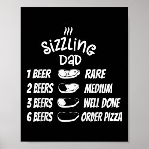 Póster Carnes De Padre Cerveza Pizza Divertida Barbacoa