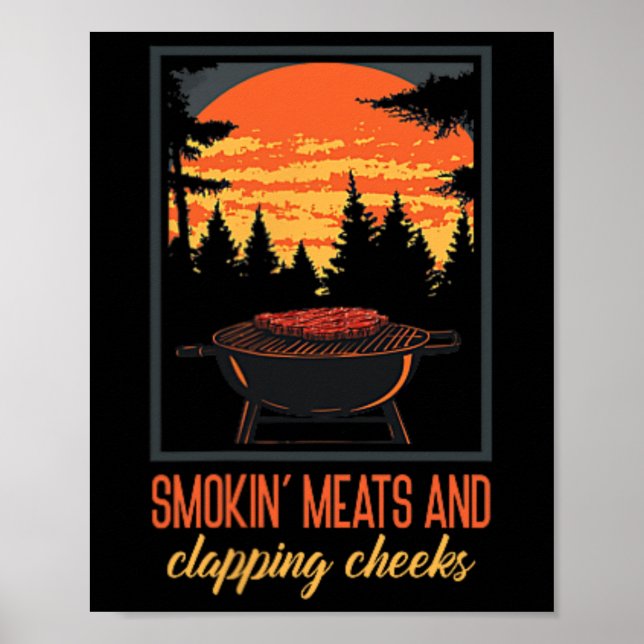 Póster Carnes y aplausos para fumadores de camisas bq mas (Frente)