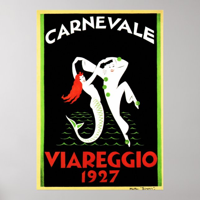 Póster CARNEVALE VIAREGGIO Carnaval Viejo Art Deco Italia (Frente)