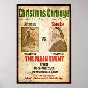 Póster Carnicería Jesús del navidad contra Santa