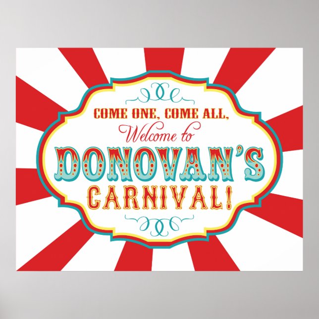 Póster Carnival Circus Birthday Banner Donovan CUSTOM (Frente)