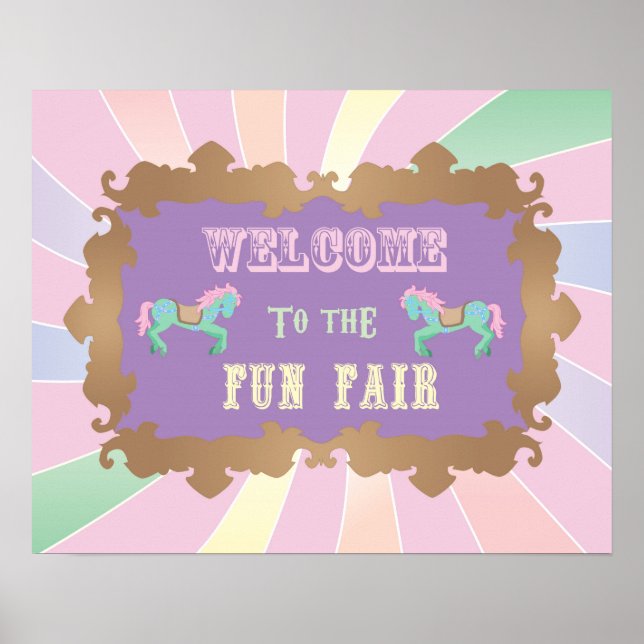Póster Carnival - Funfair -Pastel - Birthday - Sign (Frente)