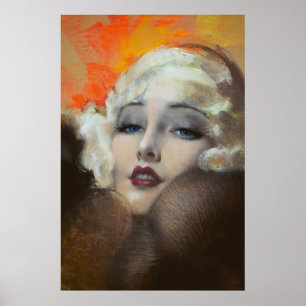 Póster Carole Lombard Retrato Art Deco