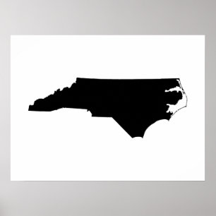 Póster Carolina del Norte en blanco y negro