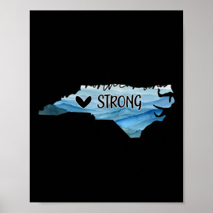 Póster Carolina Del Norte Fuerte Con El Estado De Nc Y Am