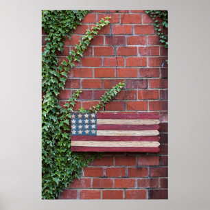 Póster Carolina del Norte, Linville, bandera estadouniden