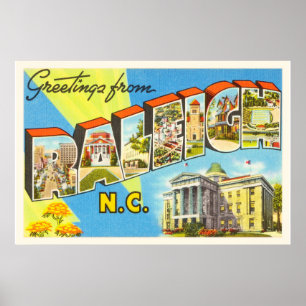 Póster Carolina del Norte Raleigh Carolina NC Viaje con t