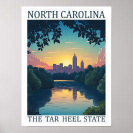 Póster Carolina del Norte Tar Heel State USA Travel Place
