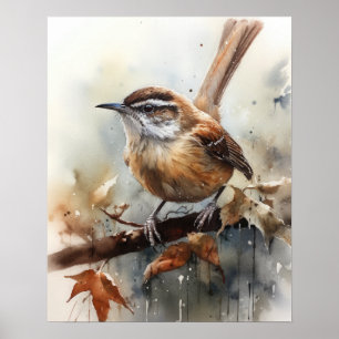 Póster Carolina Wren Bird Art Print Poster