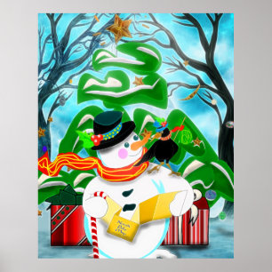 Póster Caroling Snowman Wall/Puerta/Ventana
