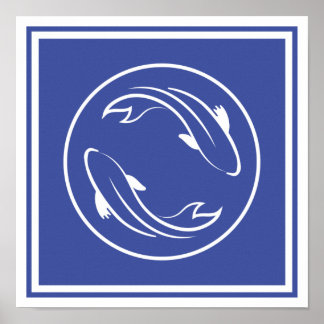 Póster Carp Koi Yin Yang Zen Espiritualidad Pescado chino