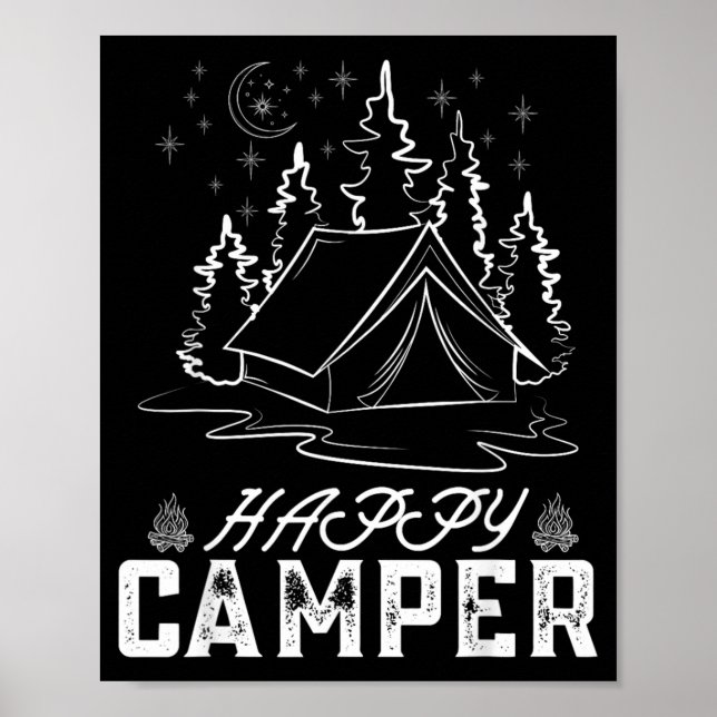 Póster Carpa Feliz Retro Pine Forest Luna Nocturna (Frente)