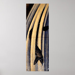 Póster Carpa que salta encima de una cascada por Hokusai