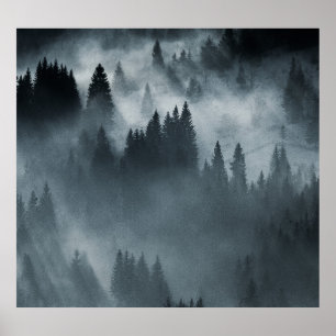 Póster Cárpatos de invierno: Paisaje de las montañas Sunr