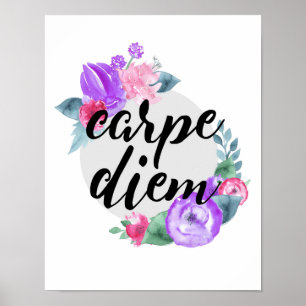 Póster Carpe Diem - Flower - White Poster
