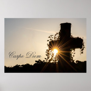 Póster Carpe Diem personalizado con vigas de sol puestas 
