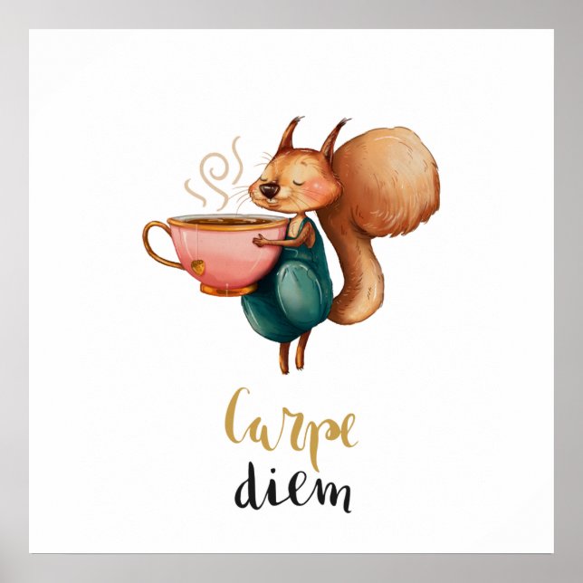 Póster Carpe Diem Whimsical Squirrel (Frente)