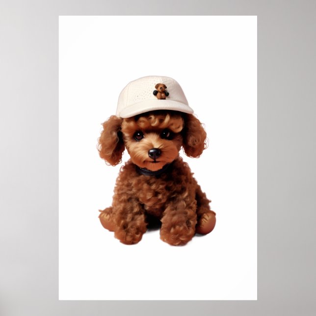 Póster Carpeta de Caniche en Taza de Té Blanca (Frente)