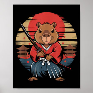 Póster Carpincho Samurái Japonés
