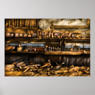 Póster Carpintero - aviones y taladros