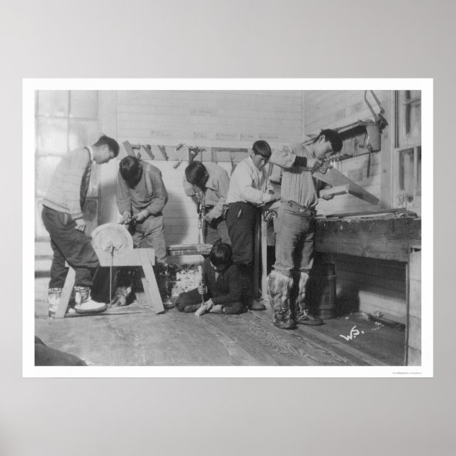 Póster Carpinteros esquimales en Alaska 1904 (Frente)
