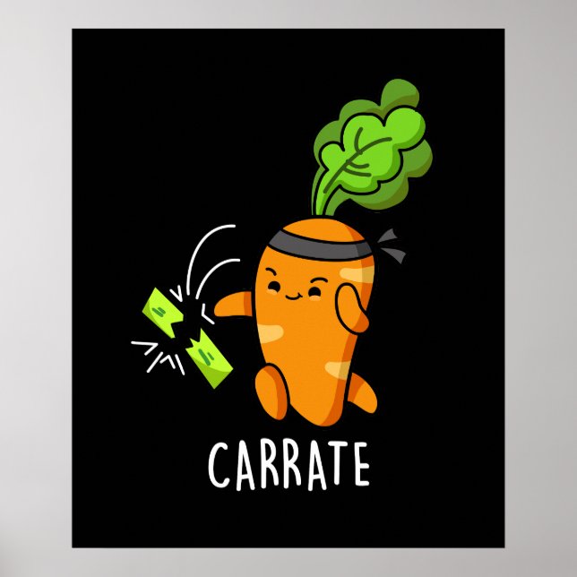 Póster Carrate Funny Carrot Karate Pun Dark BG (Frente)