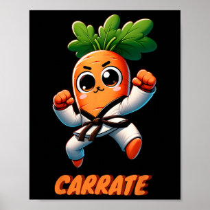 Póster Carrate Karate Carrot Cute Y Funny Pun De Entrenam