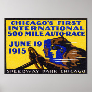 Póster Carrera Automática de Chicago de 1915