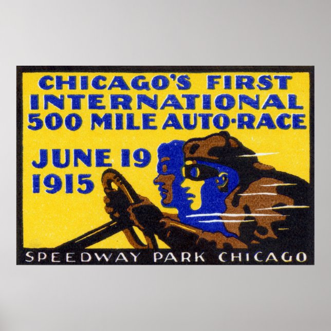 Póster Carrera Automática de Chicago de 1915 (Frente)