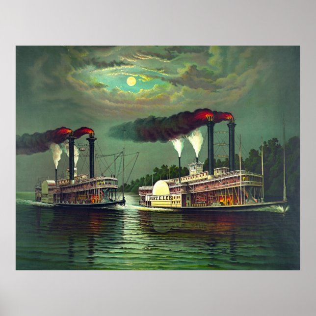 Póster Carrera de barco de vapor 1883 (Frente)