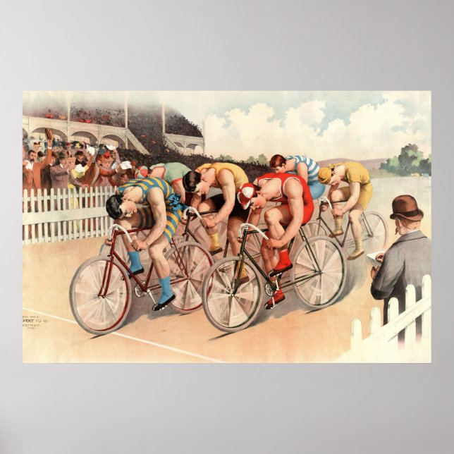 Póster Carrera de bicicletas 1895 Cromolitografía (Frente)