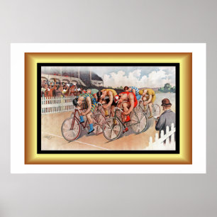 Póster Carrera de bicicletas A Peloton Seis Ciclistas Par