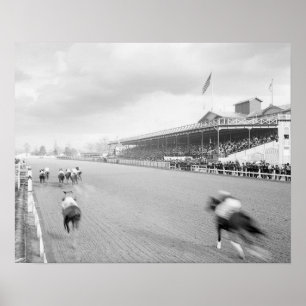 Póster Carrera de caballos en Nueva Orleans, 1906. Foto a