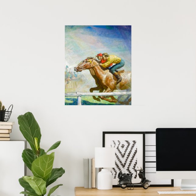 Póster Carrera de caballos por Newell Convers Wyeth (Oficina en casa)