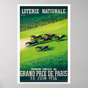 Póster Carrera de Caballos Vintage Gran Prix de París 193