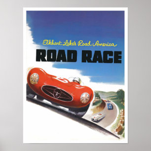 Póster Carrera de carreteras Elkhart Lake de 1955