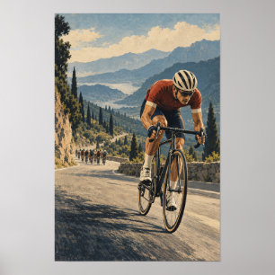 Póster Carrera de Ciclismo en Carretera de Montaña Paisaj