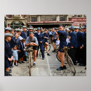Póster Carrera de Ciclismo París Roubaix 1900 Color Redux