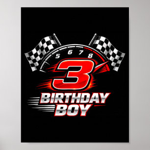 Póster Carrera de coches 3 fiesta de cumpleaños carreras