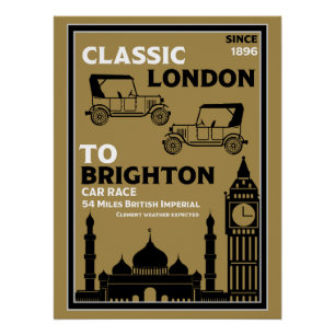 Póster Carrera de Coches Antiguos de Londres a Brighton