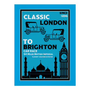 Póster Carrera de Coches Antiguos de Londres a Brighton