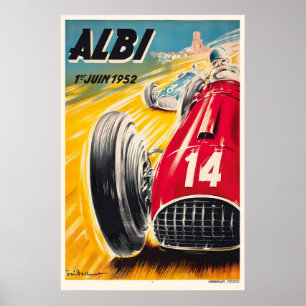 Póster Carrera de Coches del Gran Premio de Albi de 1950 