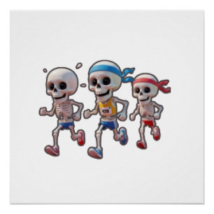 Póster “Carrera de esqueleto de dibujos animados en 3D •