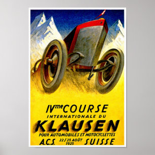 Póster Carrera de Klausen ~ Anuncio de Automóvil Vintage