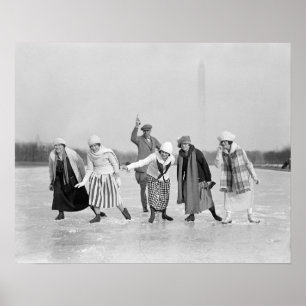 Póster Carrera de patinaje sobre hielo, 1925. Foto antigu