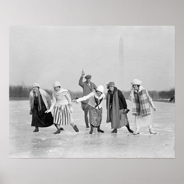 Póster Carrera de patinaje sobre hielo, 1925. Foto de cos (Frente)