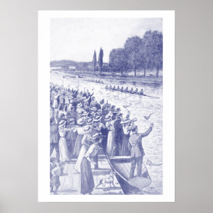 Póster Carrera de remeros de Crew Vintage con muchos espe