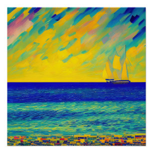 Póster "Carrera del Cielo Amarillo" Paisaje Marino